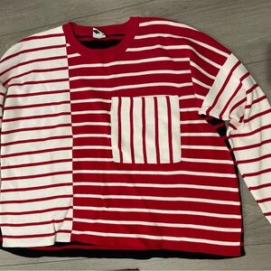 CAbi Red and White Striped Sweater